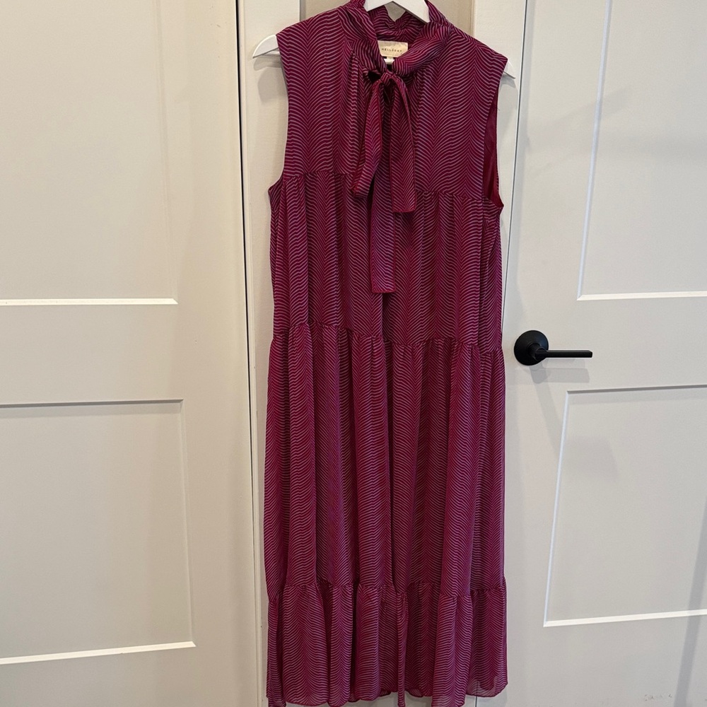 MELLODAY Sleeveless Tie-Neck Midi Dress in Burgundy